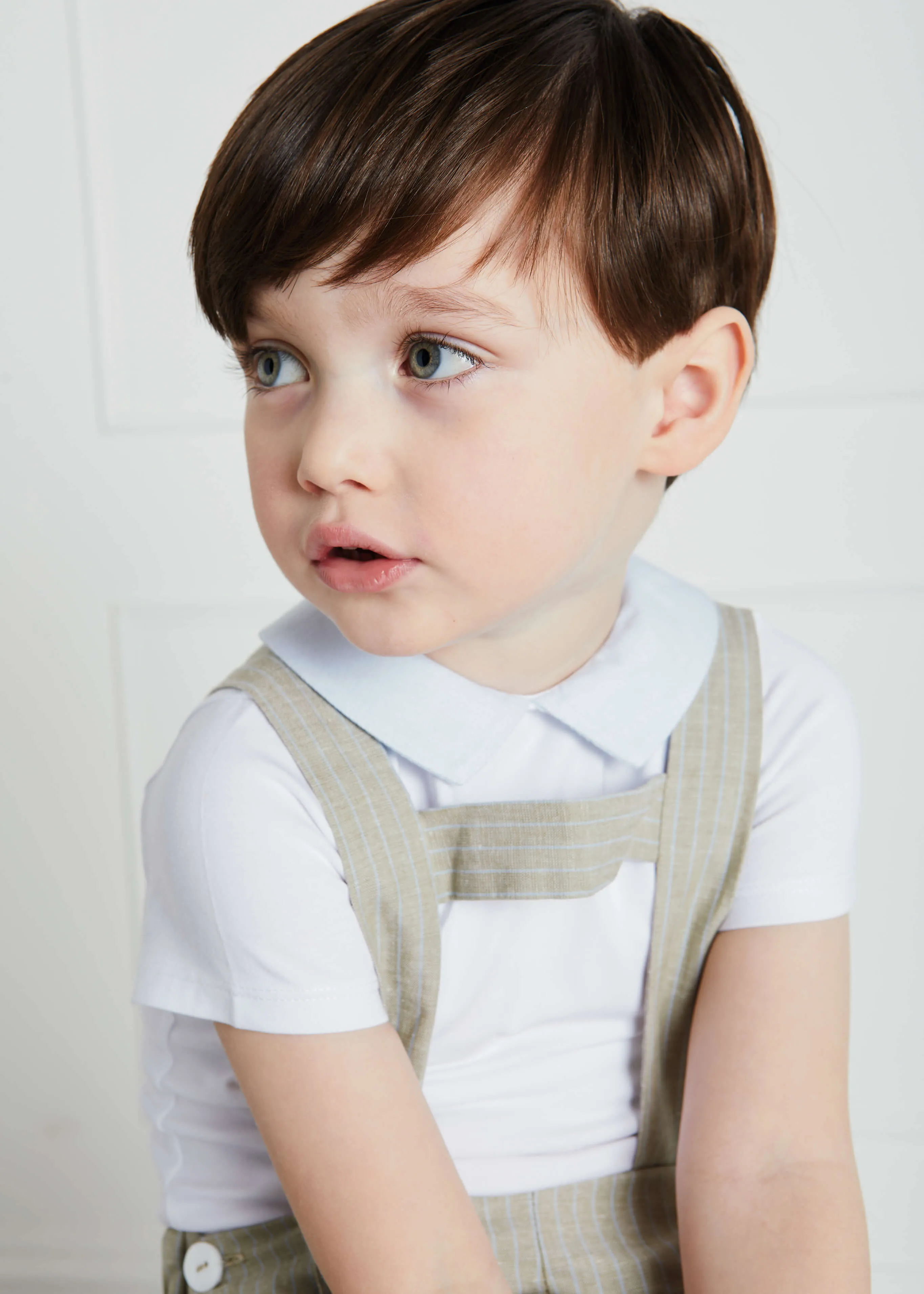 Contrast Oxford Polo Collar Short Sleeve Shirt in White (2-4yrs)