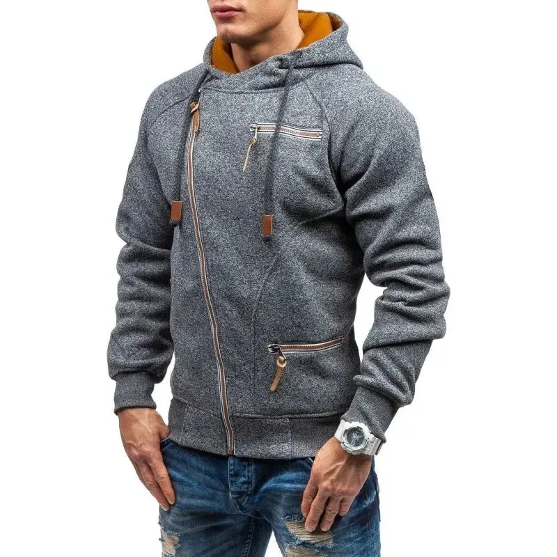 Full Zip Up Hoodie Men's Casual Solid Long Sleeve Mens Hoodies Sweatshirts Zipper Sweatshirt Men Hooded Streetwear B1807
