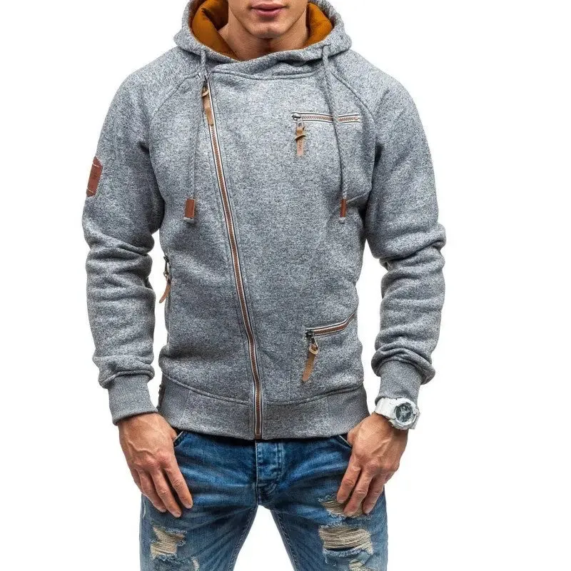 Full Zip Up Hoodie Men's Casual Solid Long Sleeve Mens Hoodies Sweatshirts Zipper Sweatshirt Men Hooded Streetwear B1807
