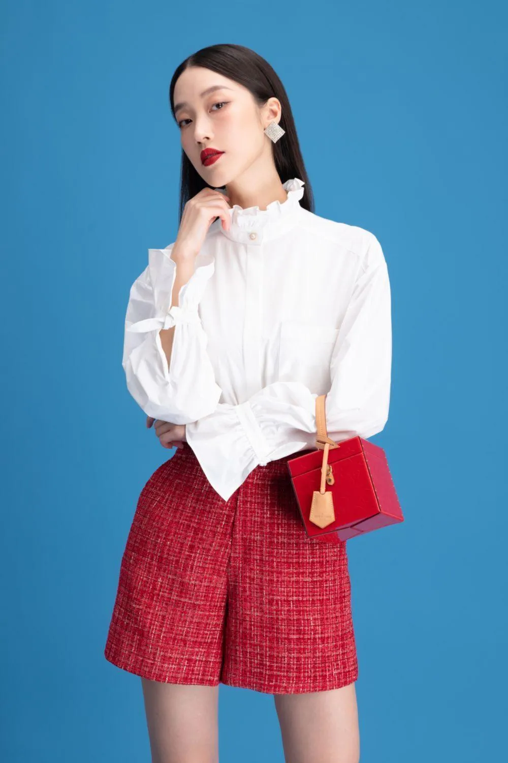 Indie Straight Ruffle Collar Silk Shirt